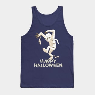 Mummy Scary and Spooky Happy Halloween Funny Graphic Tank Top